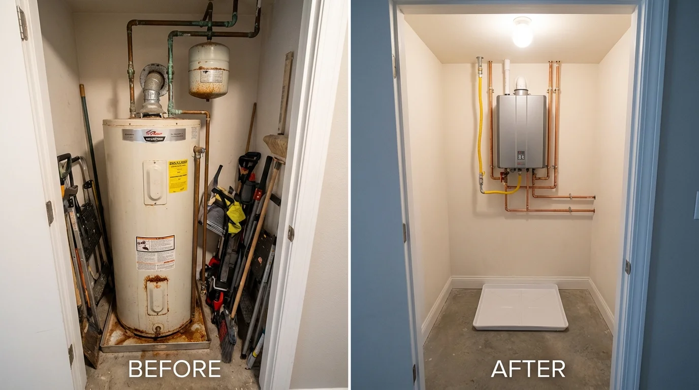 Tank water heater versus wall-mounted tankless unit comparison for Stamford, NY homeowners